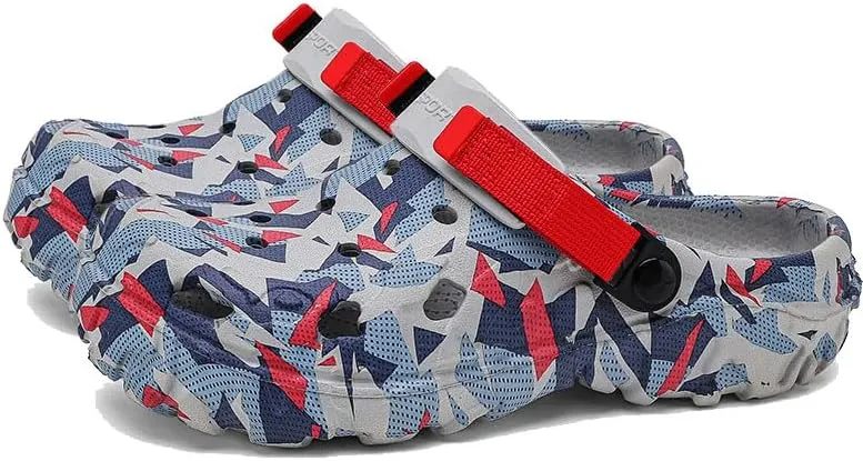 Men's Mules Clog Slip On Beach Sandals Garden Clogs Graphic Outdoor Slippers with Adjustable Strap