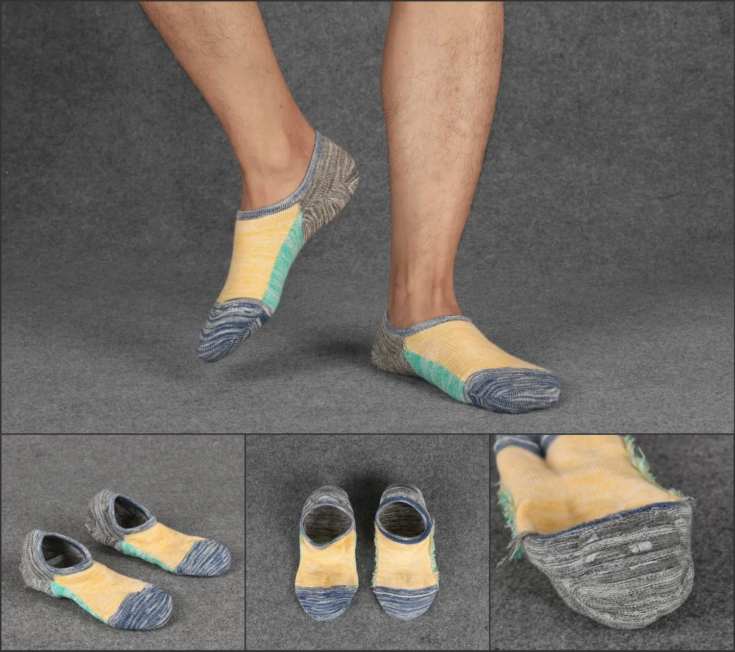 Mens No Show Socks Non Slip Low Cut Invisible Casual Ankle Cotton Socks Liner