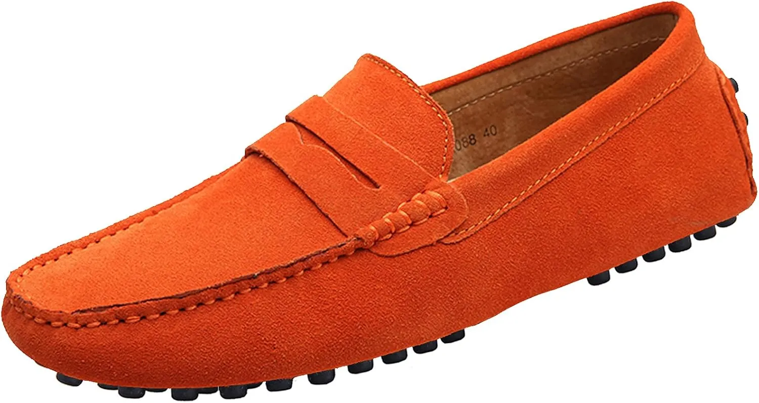 Men's Penny Loafers Moccasin Suede Leather Slip On Casual Dress Driving Shoes