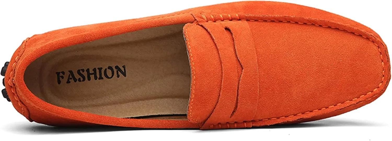 Men's Penny Loafers Moccasin Suede Leather Slip On Casual Dress Driving Shoes