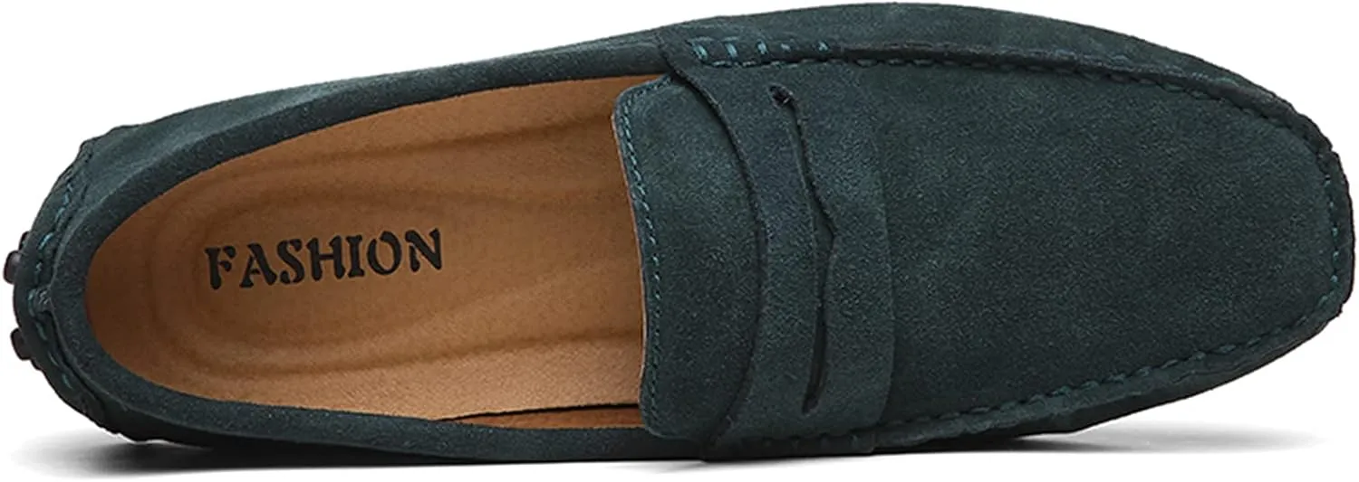 Men's Penny Loafers Moccasin Suede Leather Slip On Casual Dress Driving Shoes
