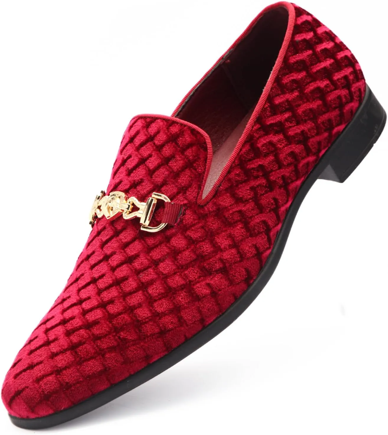 Men's Penny Slip-on Loafer Diamond-Patterned Velvet Dress Shoes Luxury Suede Smoking Slipper Party Prom Wedding Shoes