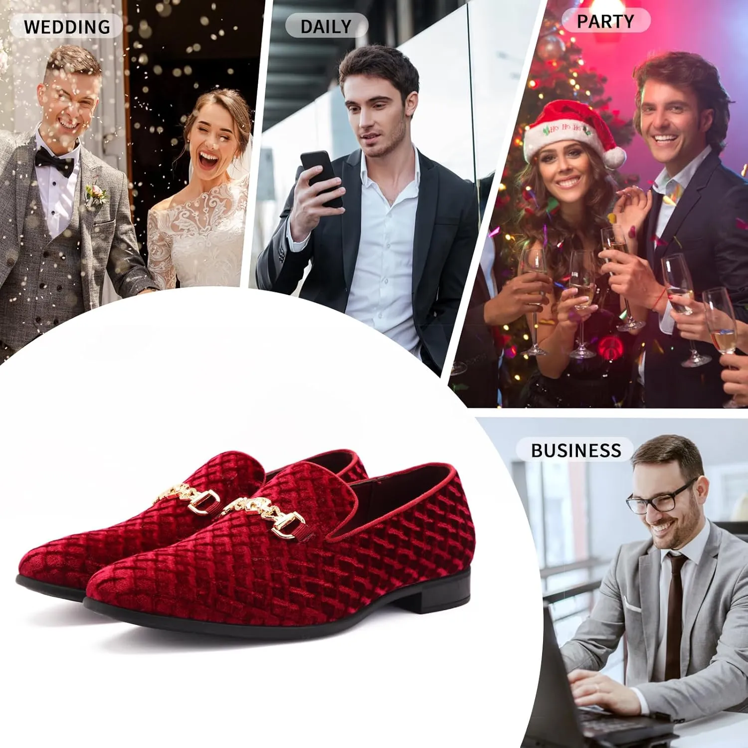 Men's Penny Slip-on Loafer Diamond-Patterned Velvet Dress Shoes Luxury Suede Smoking Slipper Party Prom Wedding Shoes