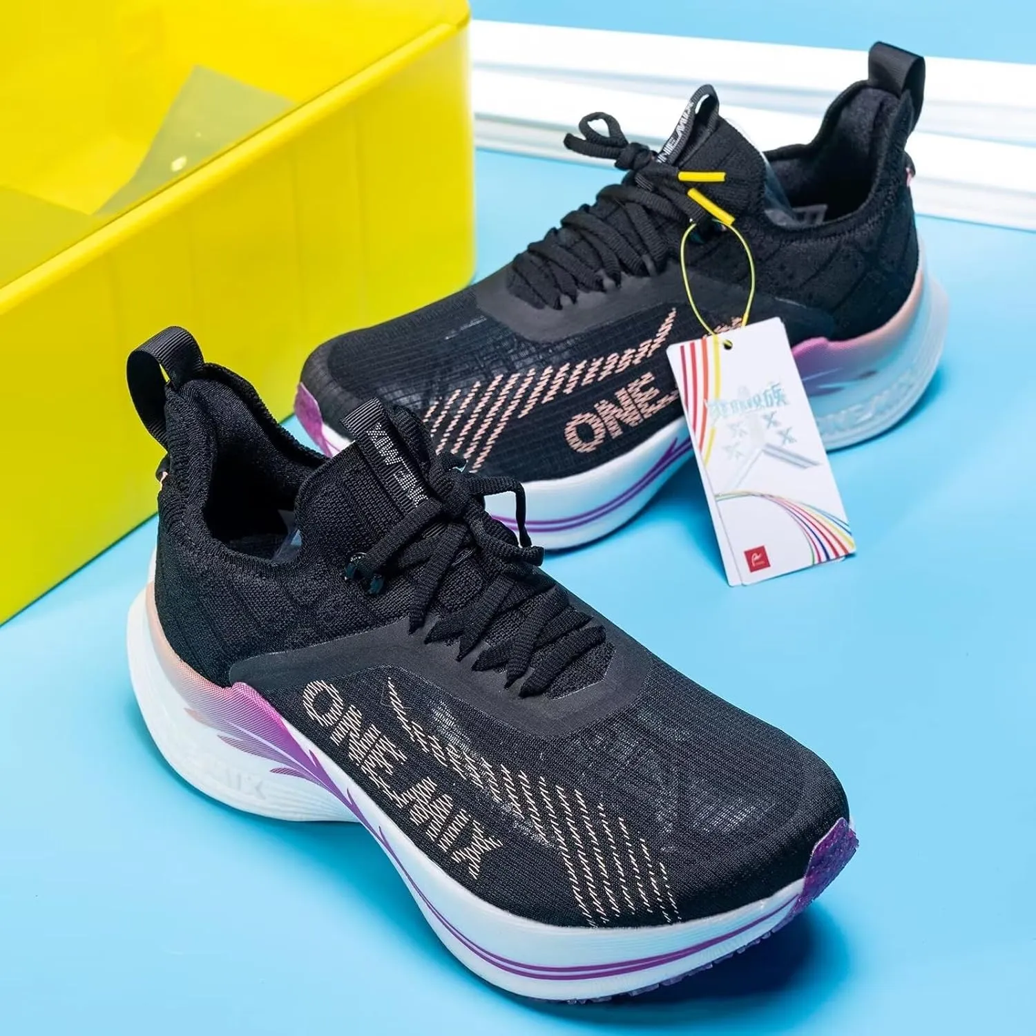 Men's Road Running Shoes Marathon Running Shoes Carbon Fiber Plate Running Shoes Wide with Arch Support Lightweight Breathable Sneakers ONEMIX Light Armor 21601