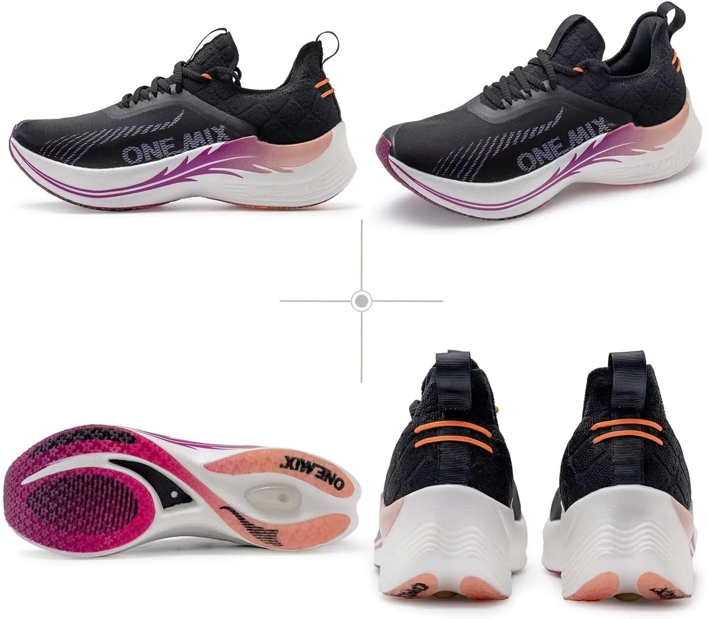 Men's Road Running Shoes Marathon Running Shoes Carbon Fiber Plate Running Shoes Wide with Arch Support Lightweight Breathable Sneakers ONEMIX Light Armor 21601