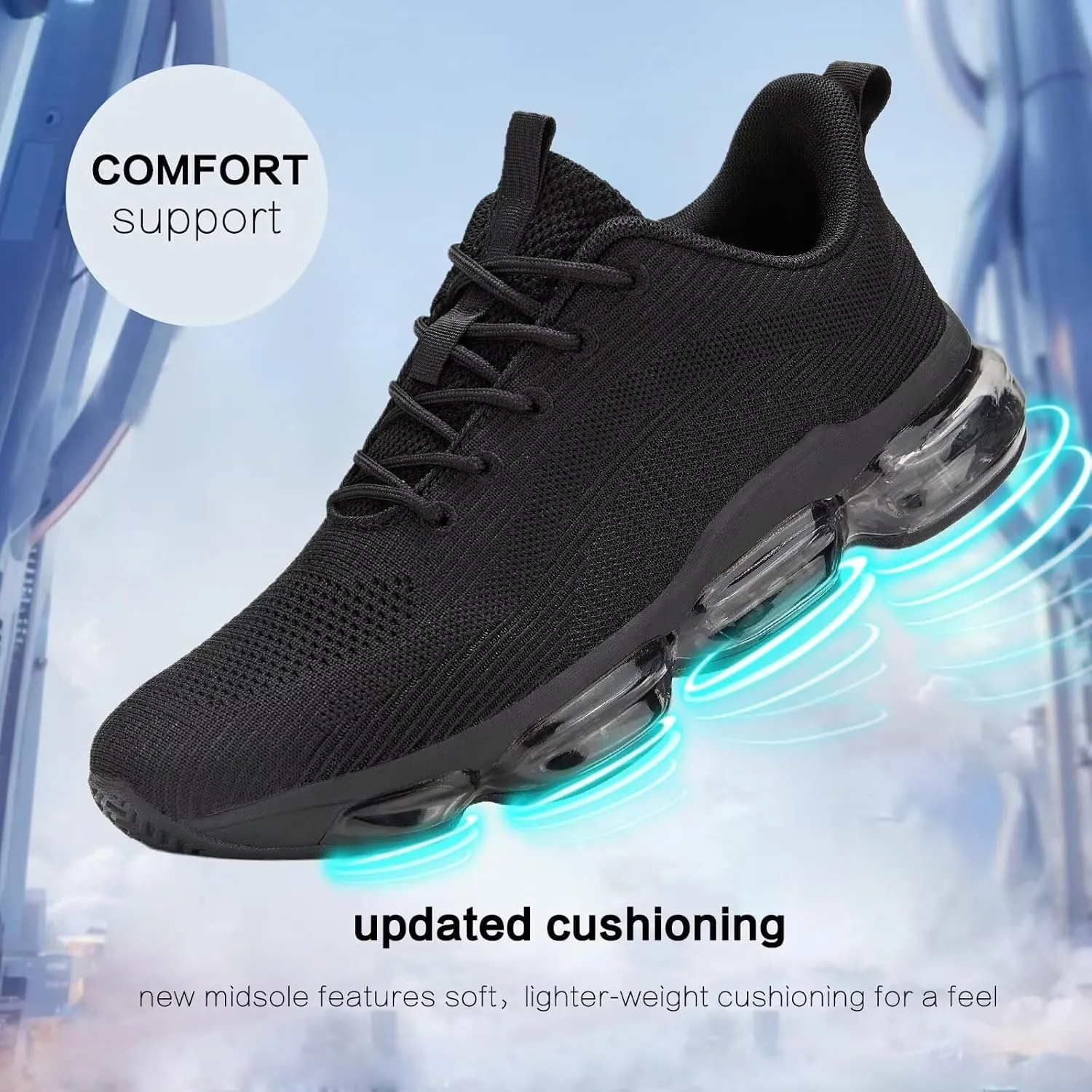 Mens Running Shoes Air Low Top Comfort Walking Lace Up Sneakers Breathable Fashion Tennis Sport Gym Fitness Cross Trainers