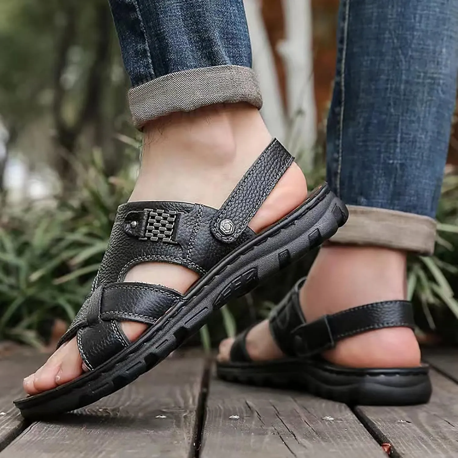 Men's Sandals 2024 Men Sandals Athletic Summer Beach Slipper Slides Shoes Outdoor Hiking Thong Flip Flops Sandals