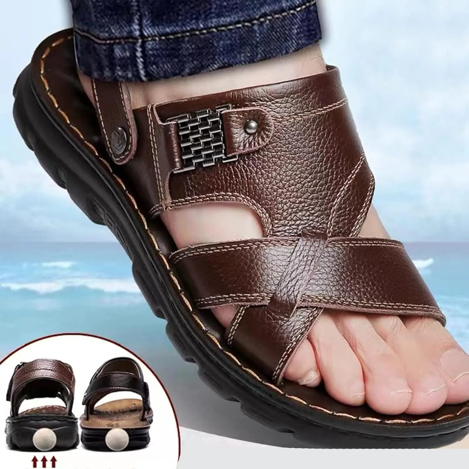 Men's Sandals 2024 Men Sandals Athletic Summer Beach Slipper Slides Shoes Outdoor Hiking Thong Flip Flops Sandals