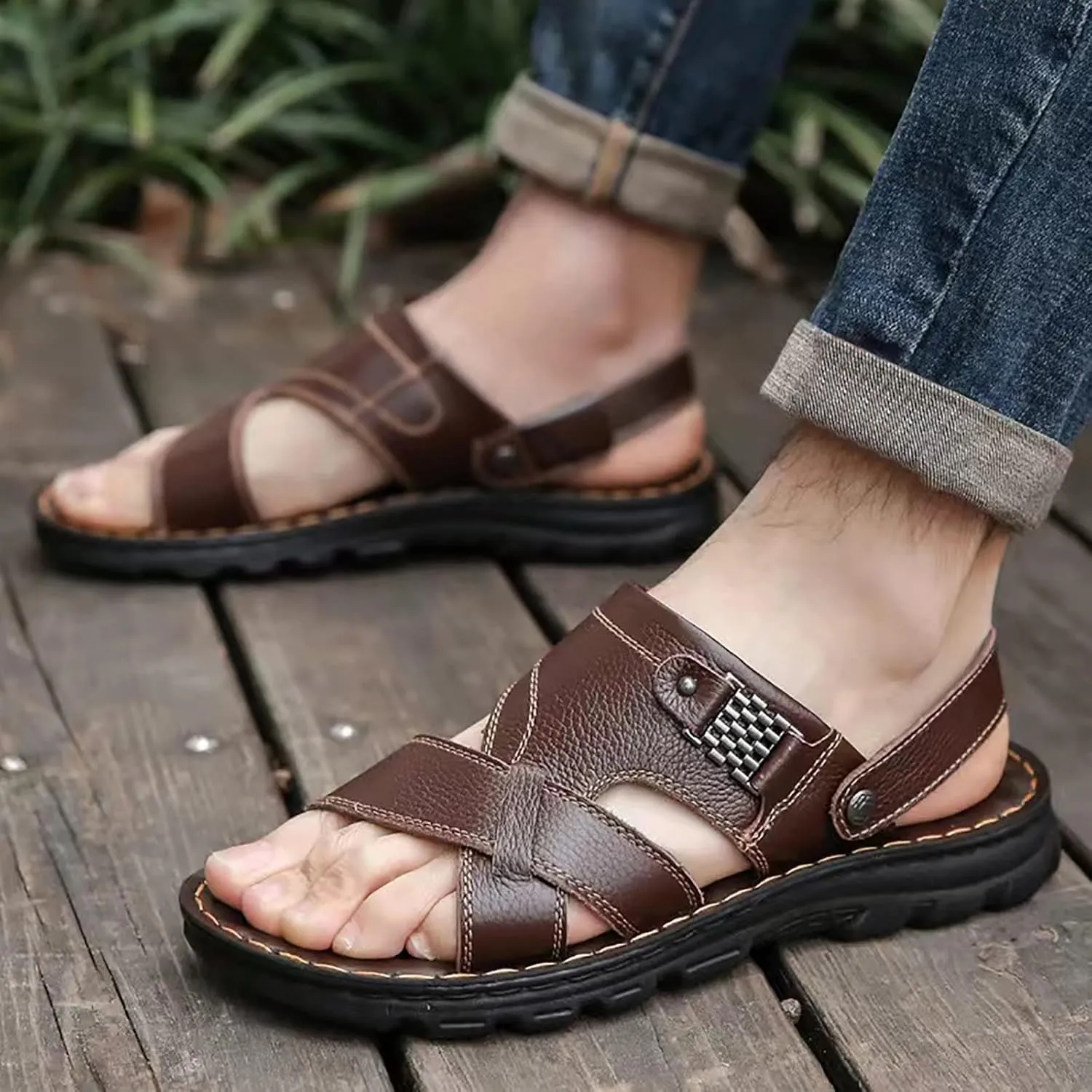 Men's Sandals 2024 Men Sandals Athletic Summer Beach Slipper Slides Shoes Outdoor Hiking Thong Flip Flops Sandals