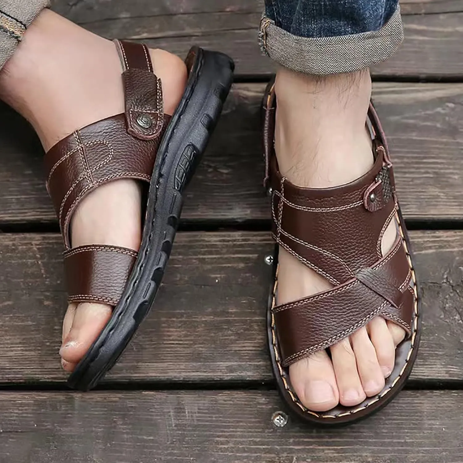 Men's Sandals 2024 Men Sandals Athletic Summer Beach Slipper Slides Shoes Outdoor Hiking Thong Flip Flops Sandals