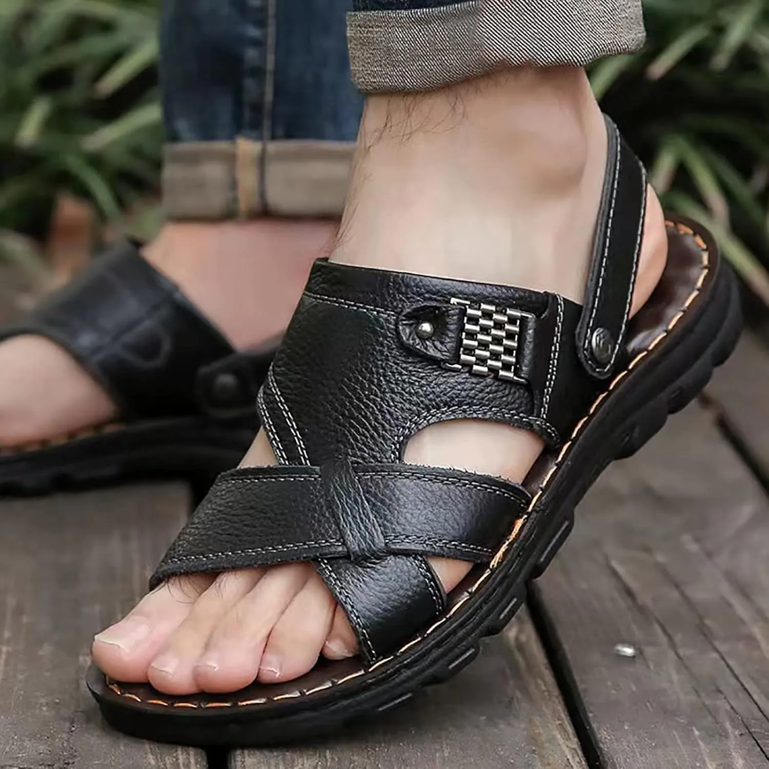 Men's Sandals 2024 Men Sandals Athletic Summer Beach Slipper Slides Shoes Outdoor Hiking Thong Flip Flops Sandals
