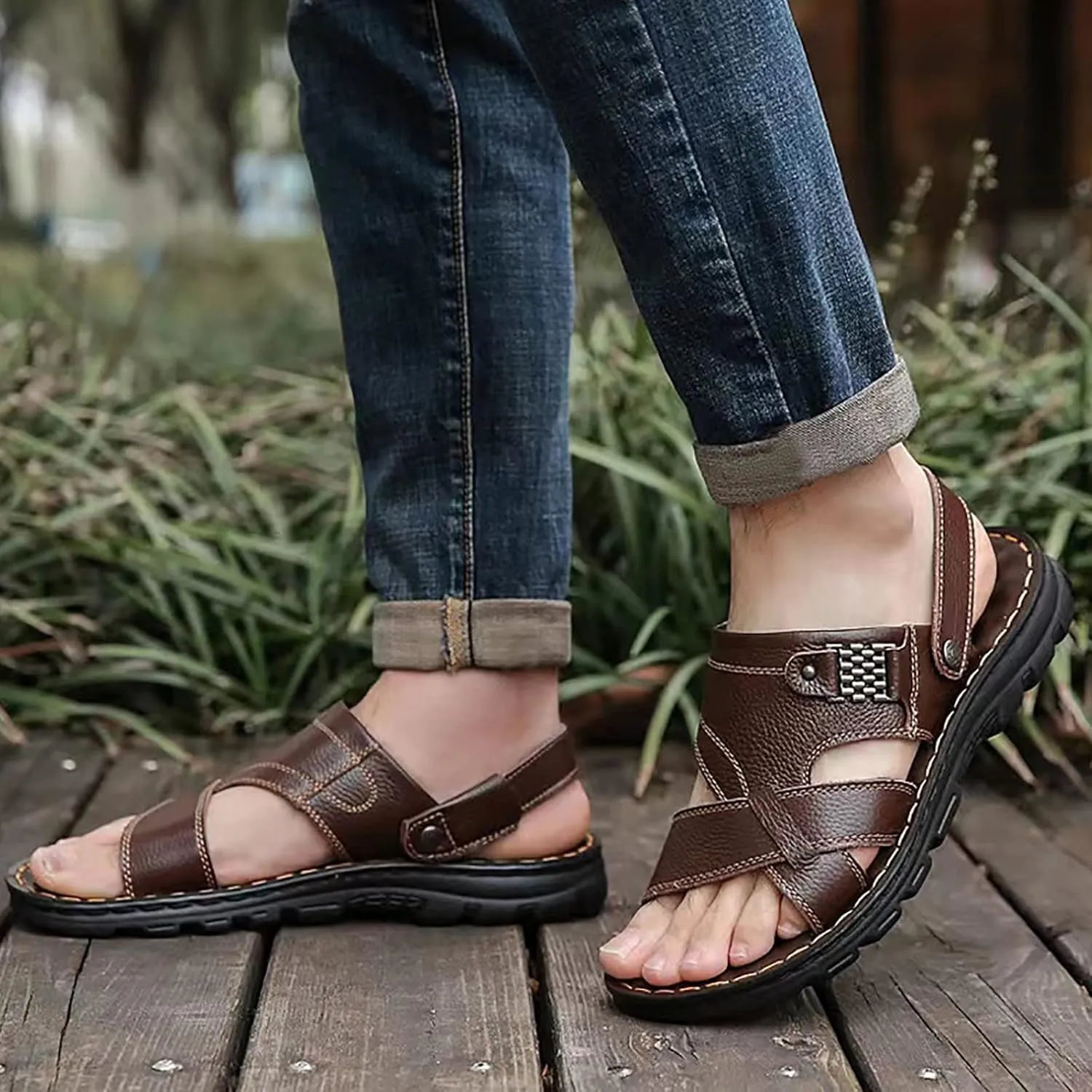 Men's Sandals 2024 Men Sandals Athletic Summer Beach Slipper Slides Shoes Outdoor Hiking Thong Flip Flops Sandals