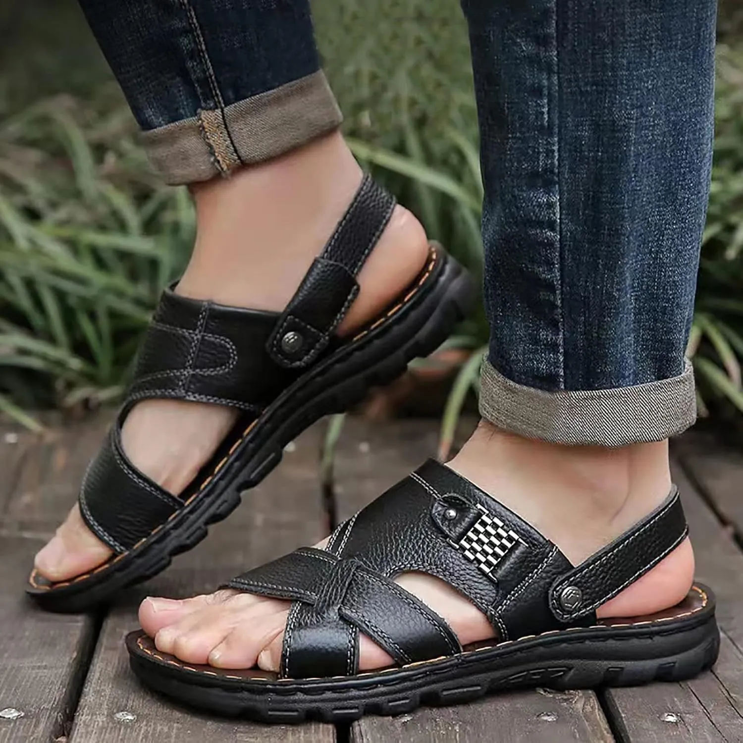 Men's Sandals 2024 Men Sandals Athletic Summer Beach Slipper Slides Shoes Outdoor Hiking Thong Flip Flops Sandals