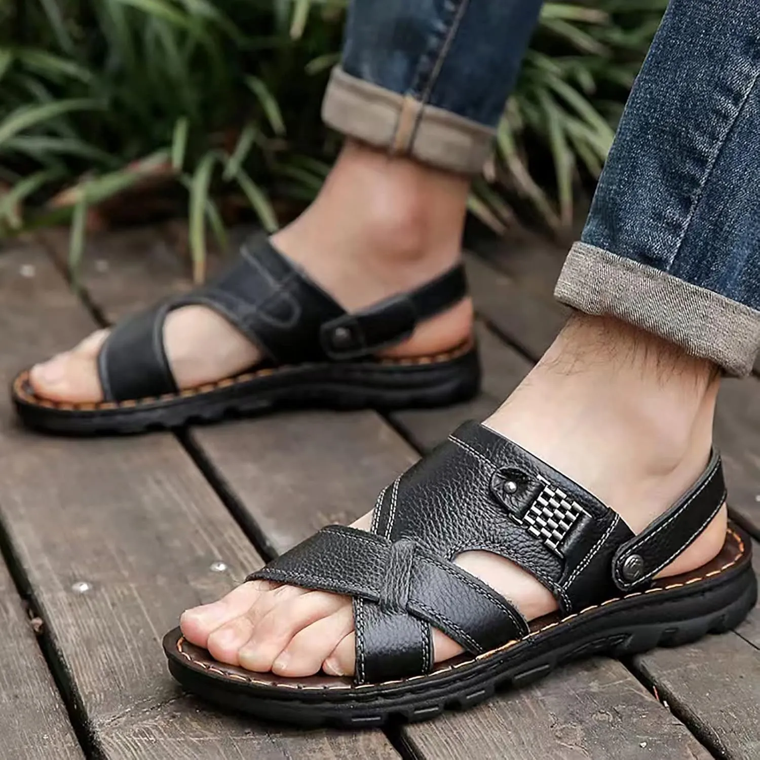 Men's Sandals 2024 Men Sandals Athletic Summer Beach Slipper Slides Shoes Outdoor Hiking Thong Flip Flops Sandals