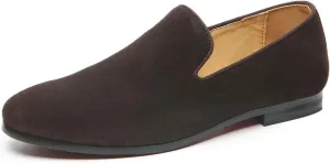 Mens Shoes Suede Slip-on Penny Loafers Casual Smoking Slippers Driving Dress Shoes Black Brown Ivory Khaki