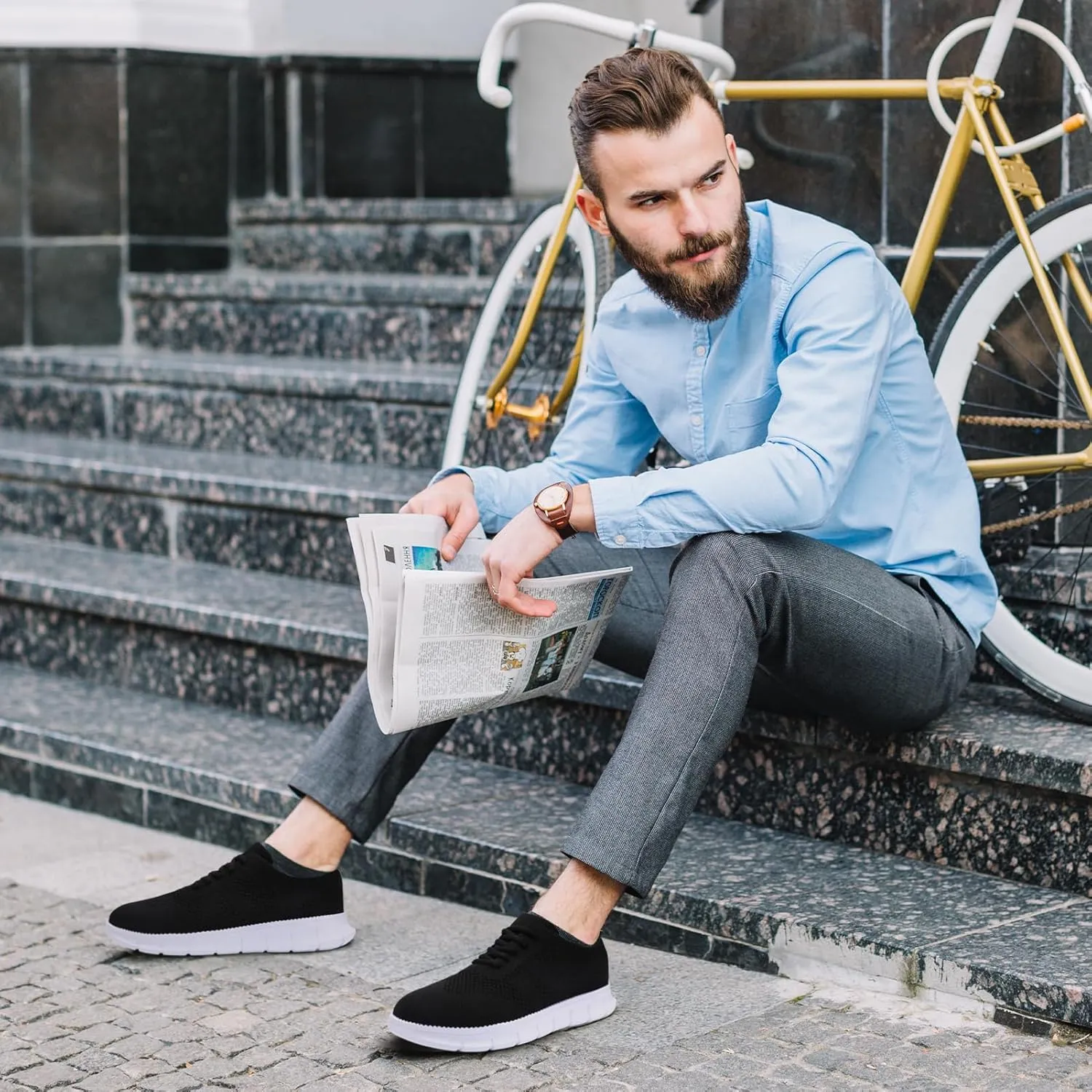 Men's Slip on Walking Shoes Fashion Dress Sneakers Business Oxfords Breathable Lightweight Loafers Tennis for Driving Walking Skate