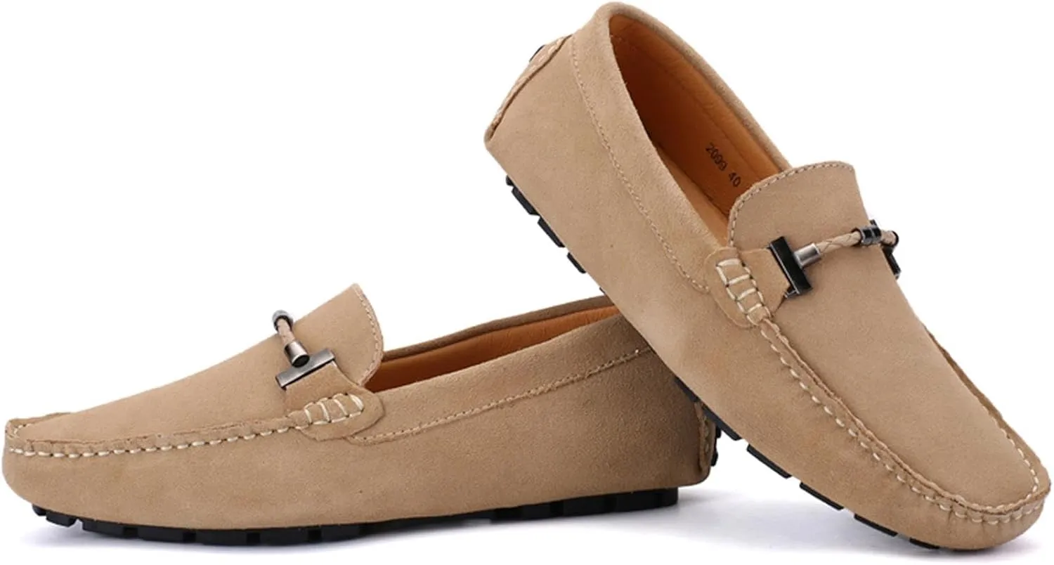 Men's Suede Leather Dress Loafers Slip On Casual Shoes Lightweight Soft Penny Loafers Driving Shoes Classic Moccasins