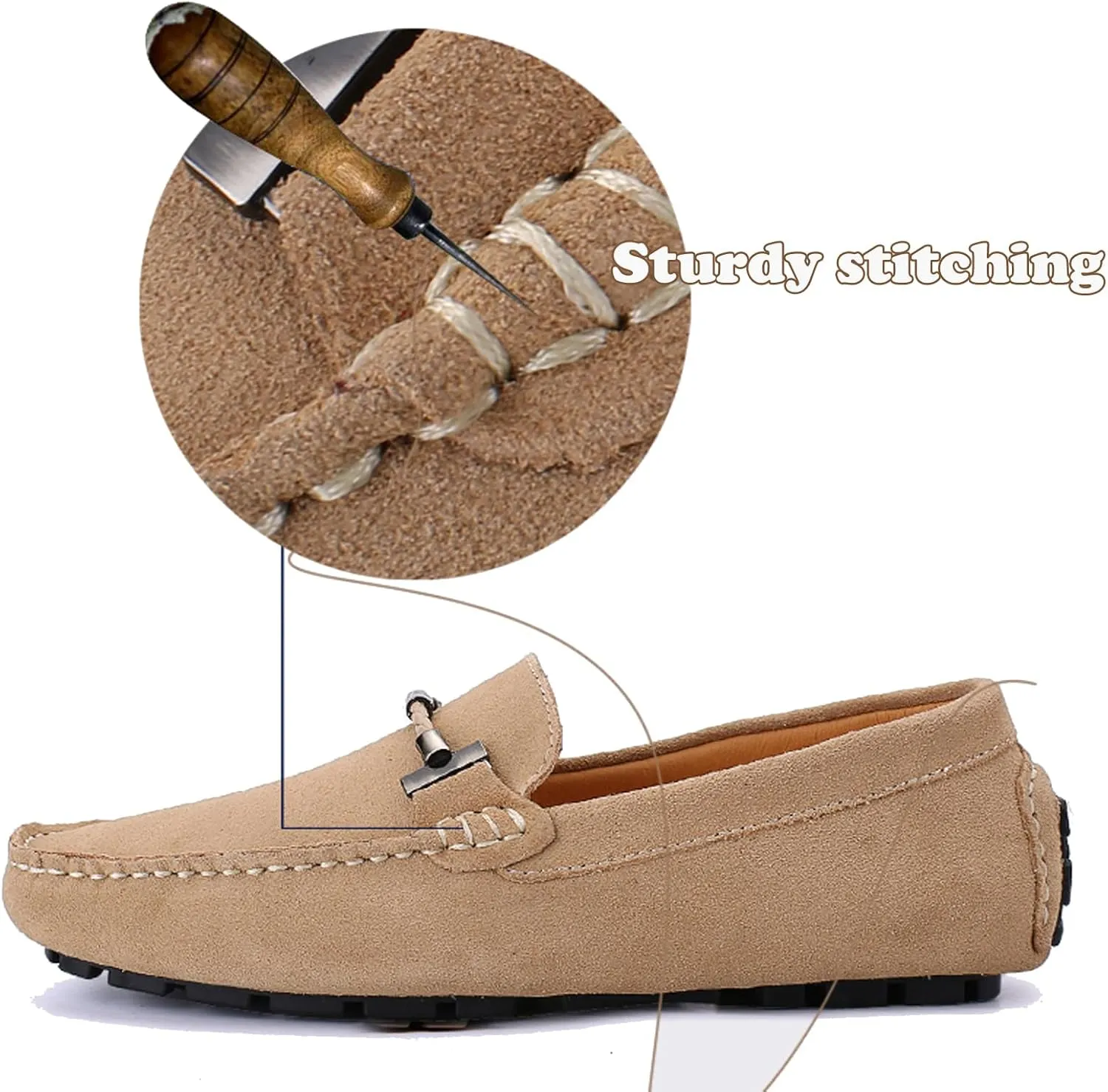 Men's Suede Leather Dress Loafers Slip On Casual Shoes Lightweight Soft Penny Loafers Driving Shoes Classic Moccasins
