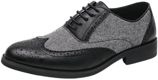 Men's Two Tone Suede Patent Leather Patchwork Shoes, Italian Designer Lace-up Loafers, Wedding & Party Formal Dress Shoes for Men