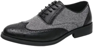 Men's Two Tone Suede Patent Leather Patchwork Shoes, Italian Designer Lace-up Loafers, Wedding & Party Formal Dress Shoes for Men