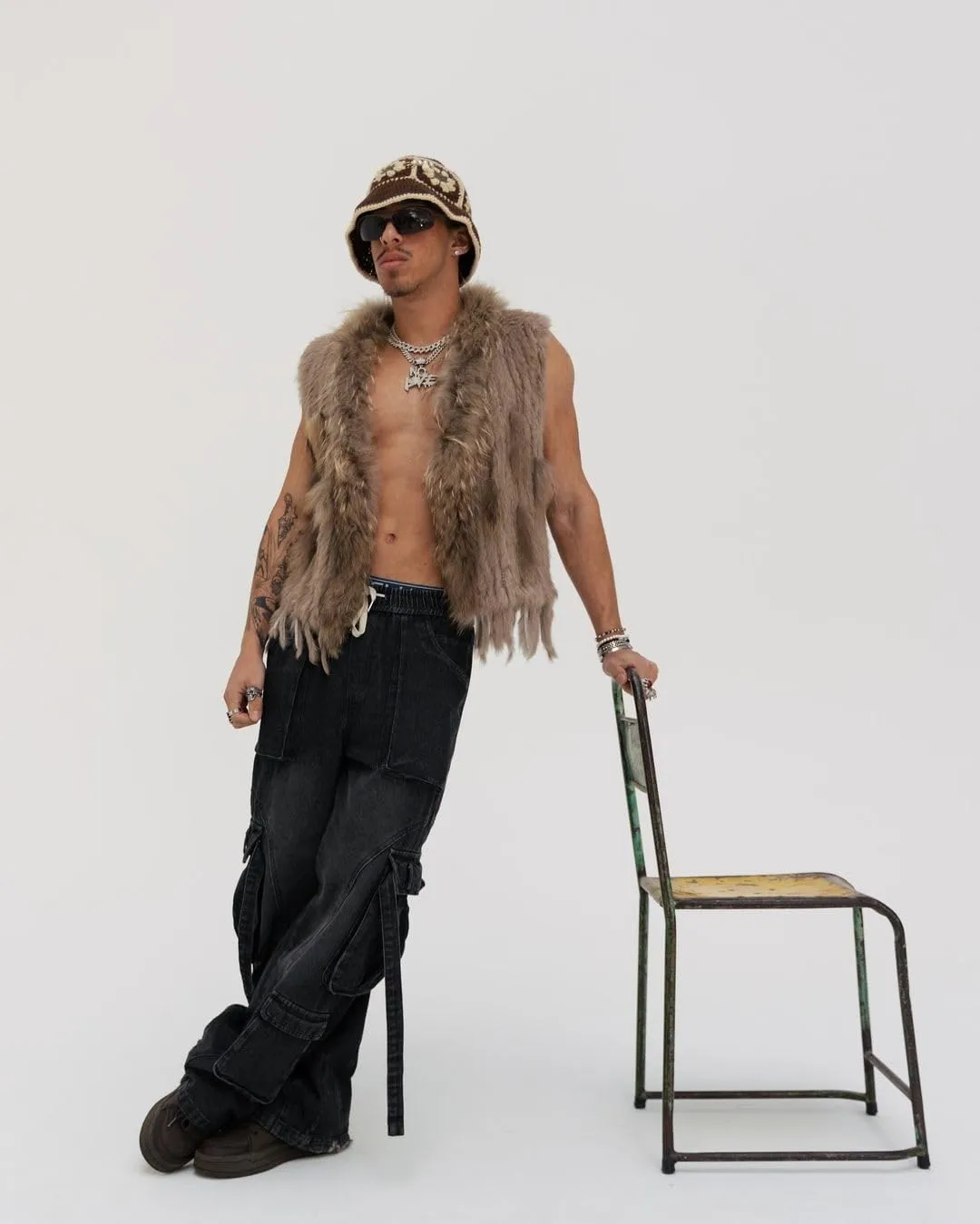 Men's Vintage Washed Cargo Jeans, High Waist, Baggy Wide Leg, Unisex Streetwear with Multiple Pockets
