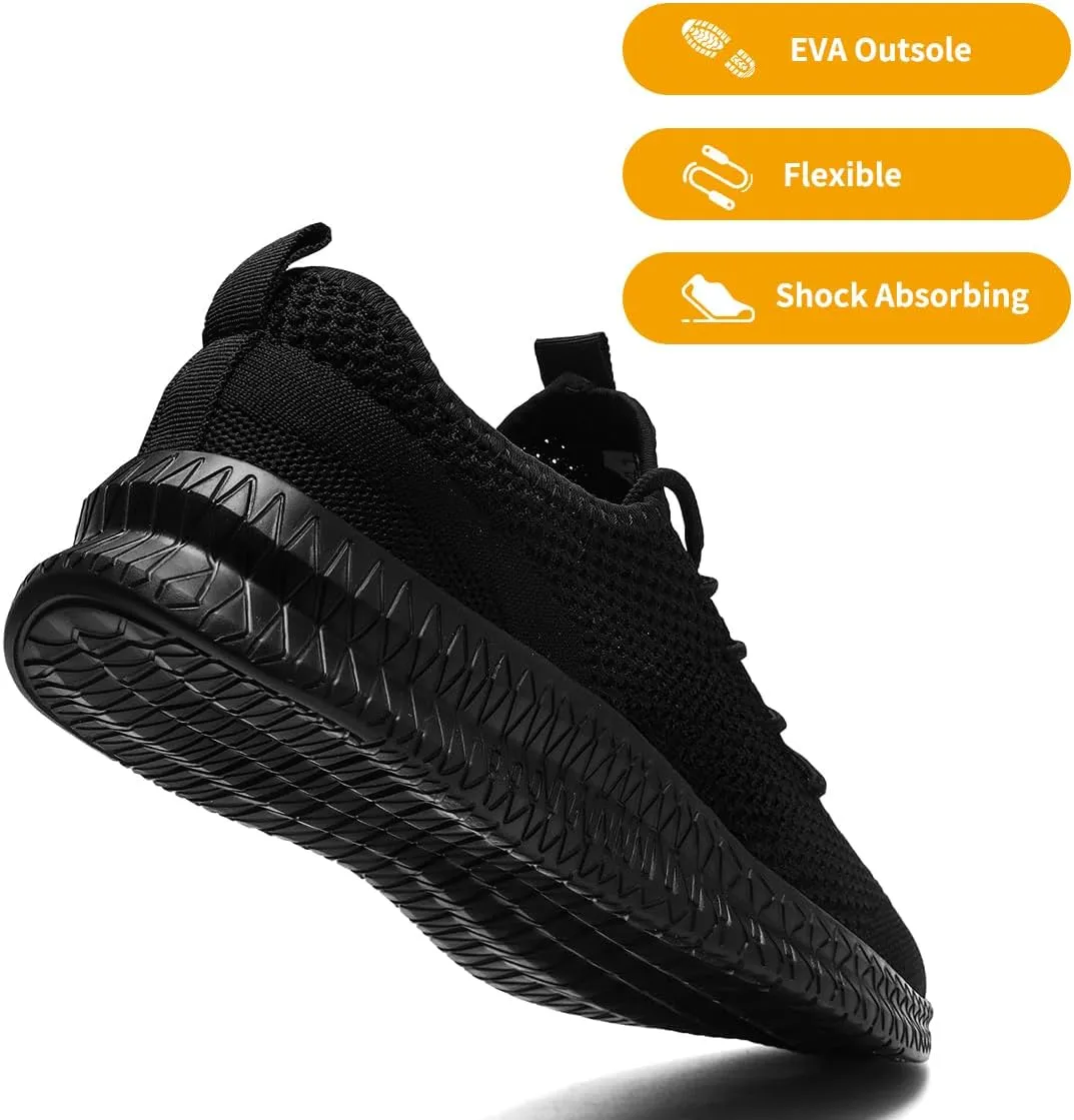 Mens Walking Running Shoes Slip On Anthletic Workout Sneakers Sport Lace Up Casual Work Gym Outdoors Lightweight Breathable Knitted Mesh
