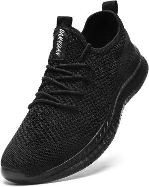 Mens Walking Running Shoes Slip On Anthletic Workout Sneakers Sport Lace Up Casual Work Gym Outdoors Lightweight Breathable Knitted Mesh