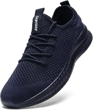 Mens Walking Running Shoes Slip On Anthletic Workout Sneakers Sport Lace Up Casual Work Gym Outdoors Lightweight Breathable Knitted Mesh