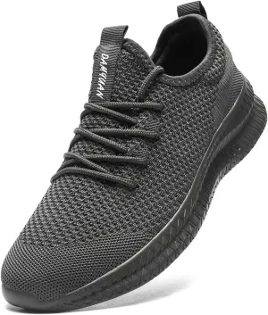 Mens Walking Running Shoes Slip On Anthletic Workout Sneakers Sport Lace Up Casual Work Gym Outdoors Lightweight Breathable Knitted Mesh