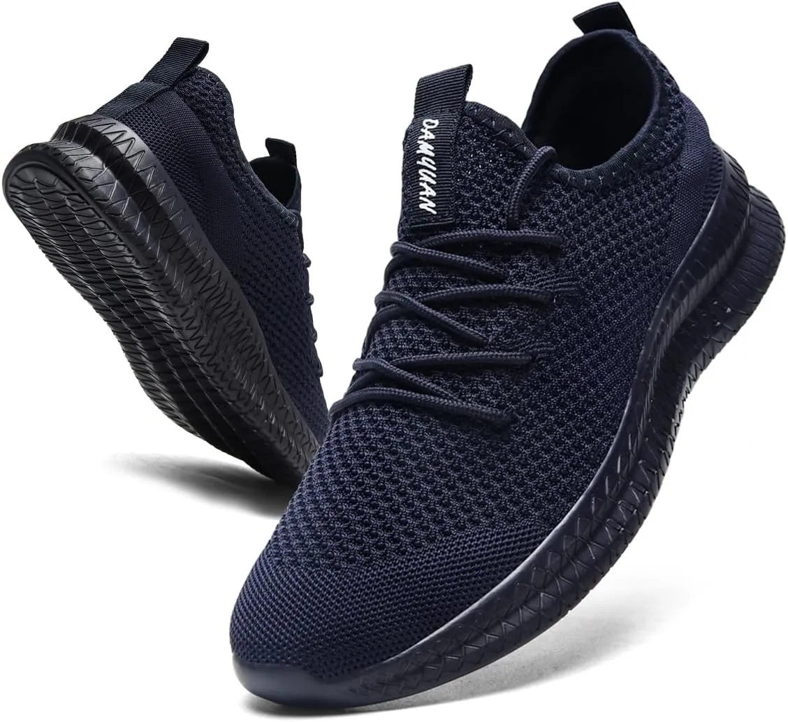 Mens Walking Running Shoes Slip On Anthletic Workout Sneakers Sport Lace Up Casual Work Gym Outdoors Lightweight Breathable Knitted Mesh