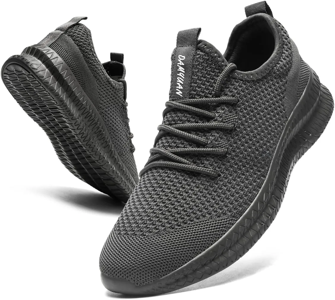 Mens Walking Running Shoes Slip On Anthletic Workout Sneakers Sport Lace Up Casual Work Gym Outdoors Lightweight Breathable Knitted Mesh