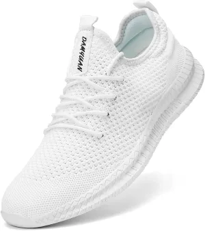 Mens Walking Running Shoes Slip On Anthletic Workout Sneakers Sport Lace Up Casual Work Gym Outdoors Lightweight Breathable Knitted Mesh