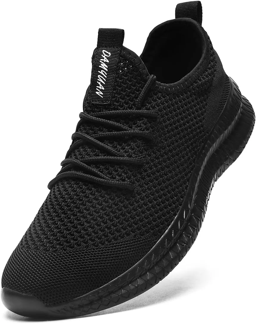 Mens Walking Running Shoes Slip On Anthletic Workout Sneakers Sport Lace Up Casual Work Gym Outdoors Lightweight Breathable Knitted Mesh