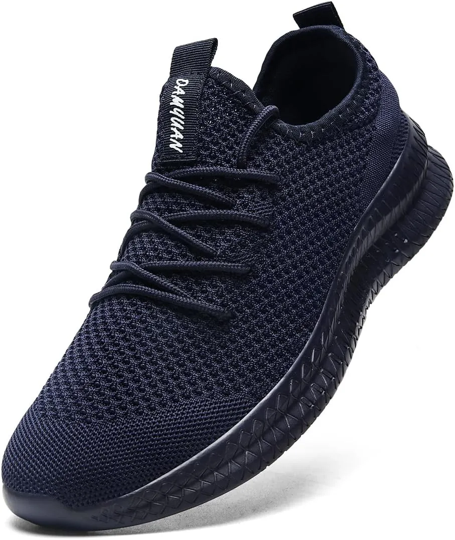 Mens Walking Running Shoes Slip On Anthletic Workout Sneakers Sport Lace Up Casual Work Gym Outdoors Lightweight Breathable Knitted Mesh