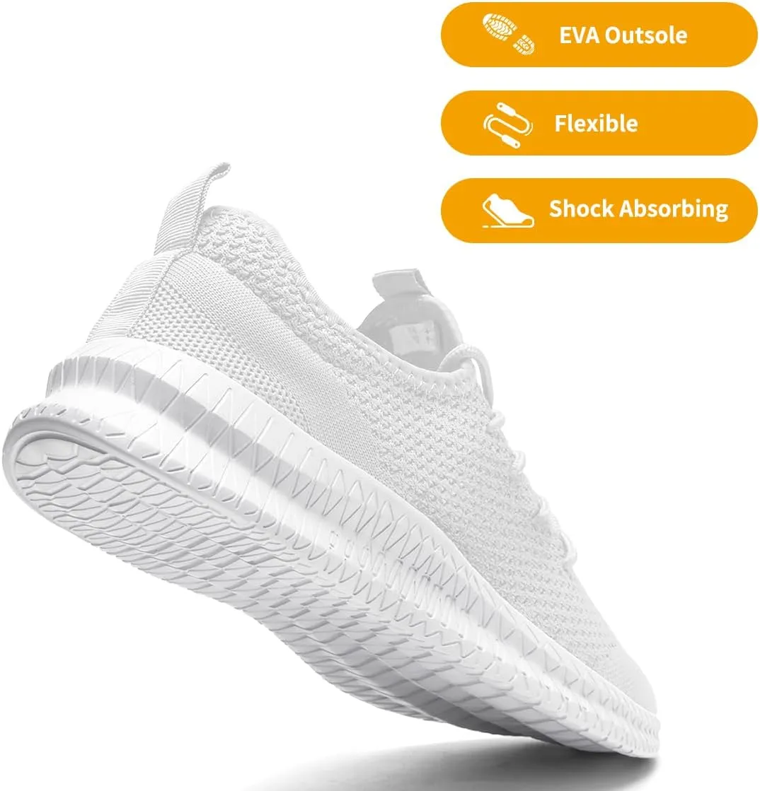 Mens Walking Running Shoes Slip On Anthletic Workout Sneakers Sport Lace Up Casual Work Gym Outdoors Lightweight Breathable Knitted Mesh