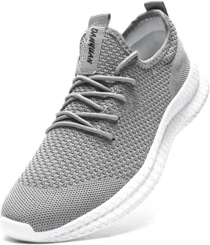 Mens Walking Running Shoes Slip On Anthletic Workout Sneakers Sport Lace Up Casual Work Gym Outdoors Lightweight Breathable Knitted Mesh