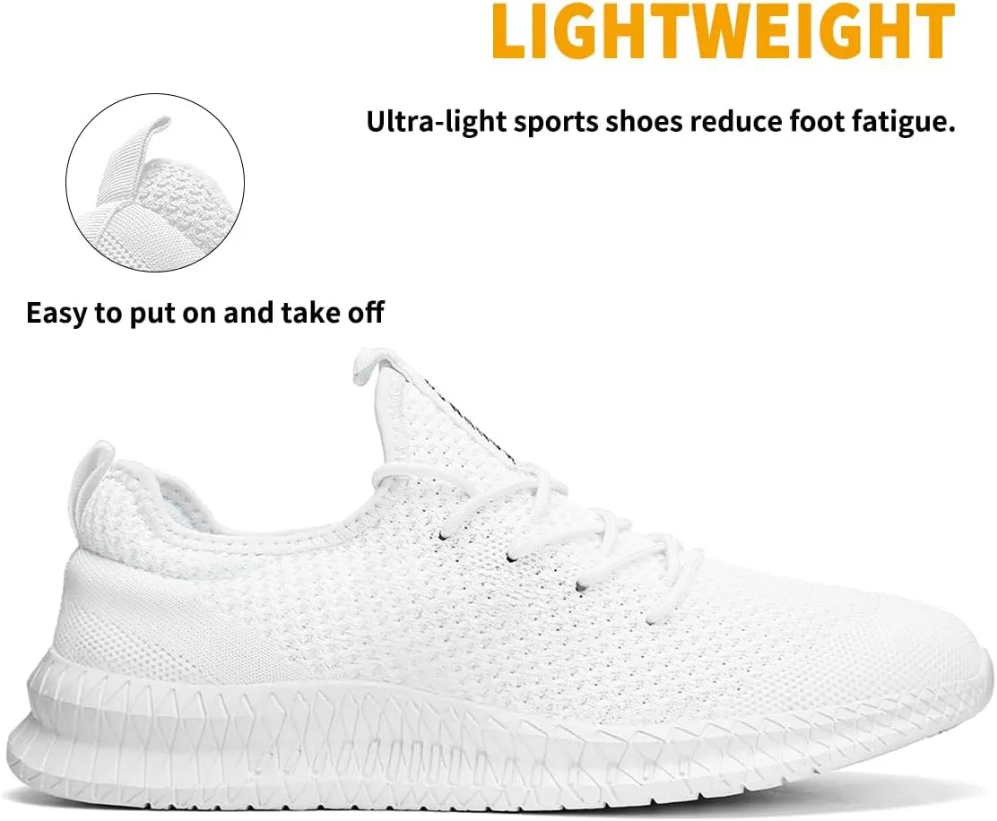 Mens Walking Running Shoes Slip On Anthletic Workout Sneakers Sport Lace Up Casual Work Gym Outdoors Lightweight Breathable Knitted Mesh