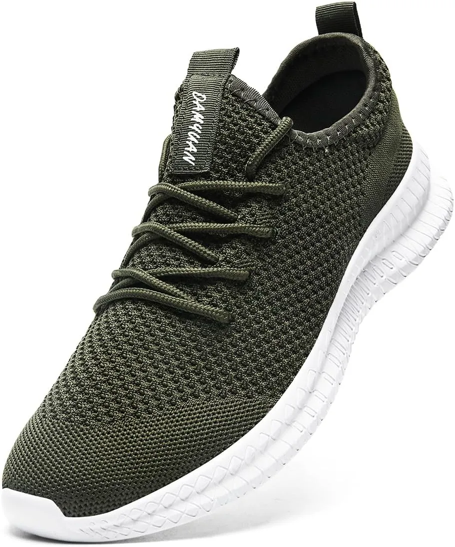 Mens Walking Running Shoes Slip On Anthletic Workout Sneakers Sport Lace Up Casual Work Gym Outdoors Lightweight Breathable Knitted Mesh