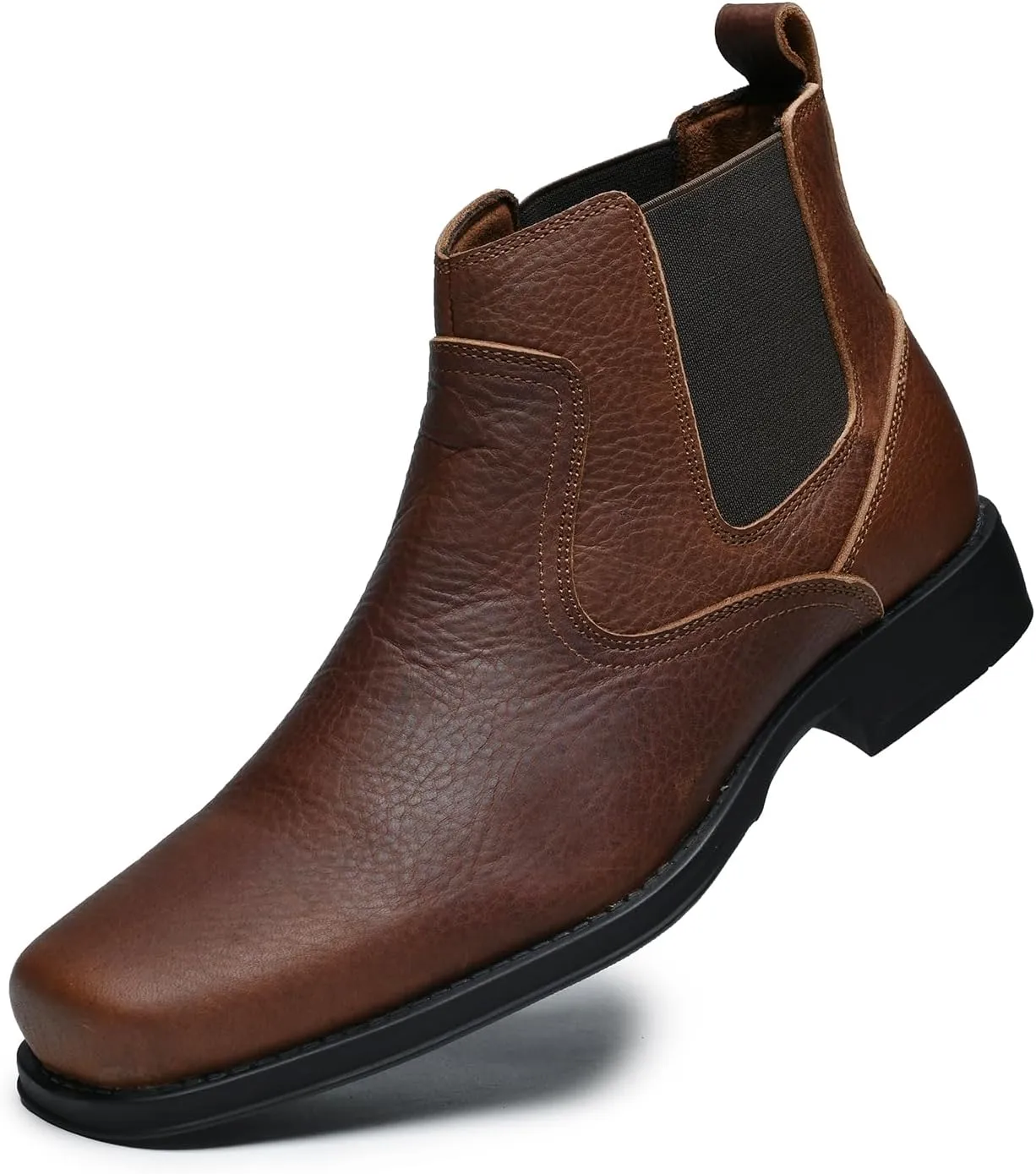 Men's Western Chelsea Cowboy Boots Square Toe, All-Weather Slip-On Work & Casual Boots for Ultimate Comfort & Durability