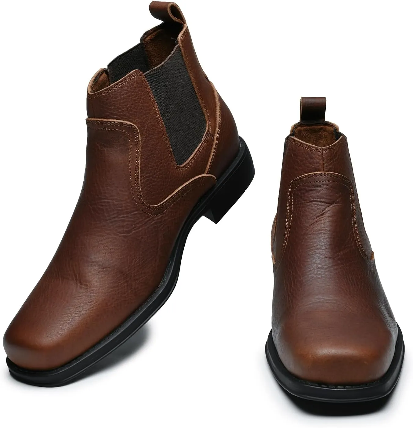 Men's Western Chelsea Cowboy Boots Square Toe, All-Weather Slip-On Work & Casual Boots for Ultimate Comfort & Durability