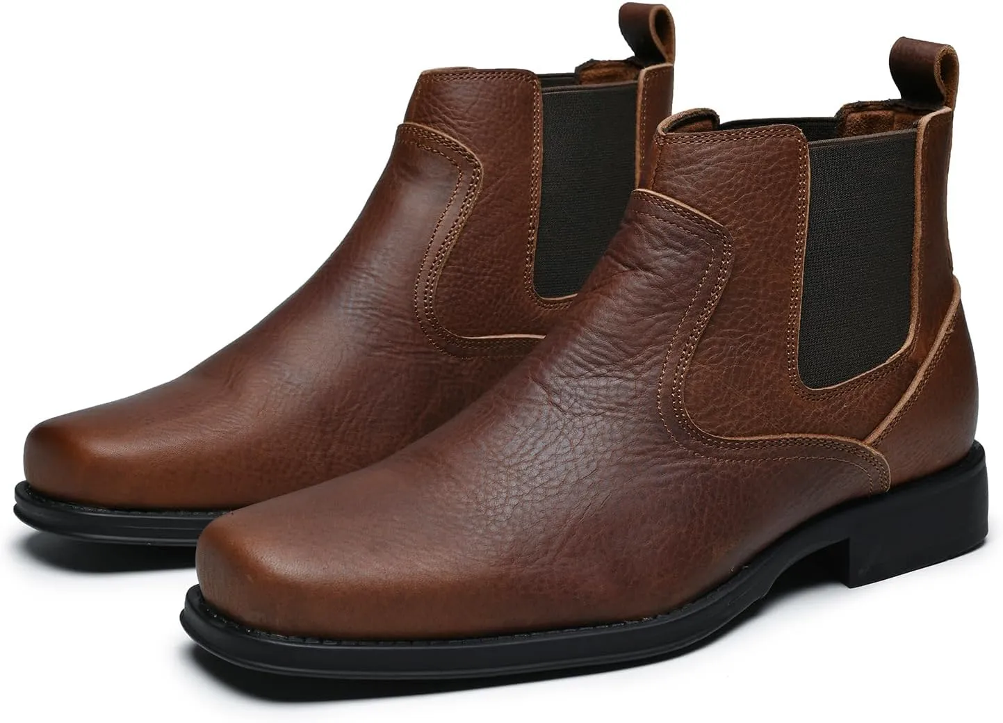 Men's Western Chelsea Cowboy Boots Square Toe, All-Weather Slip-On Work & Casual Boots for Ultimate Comfort & Durability