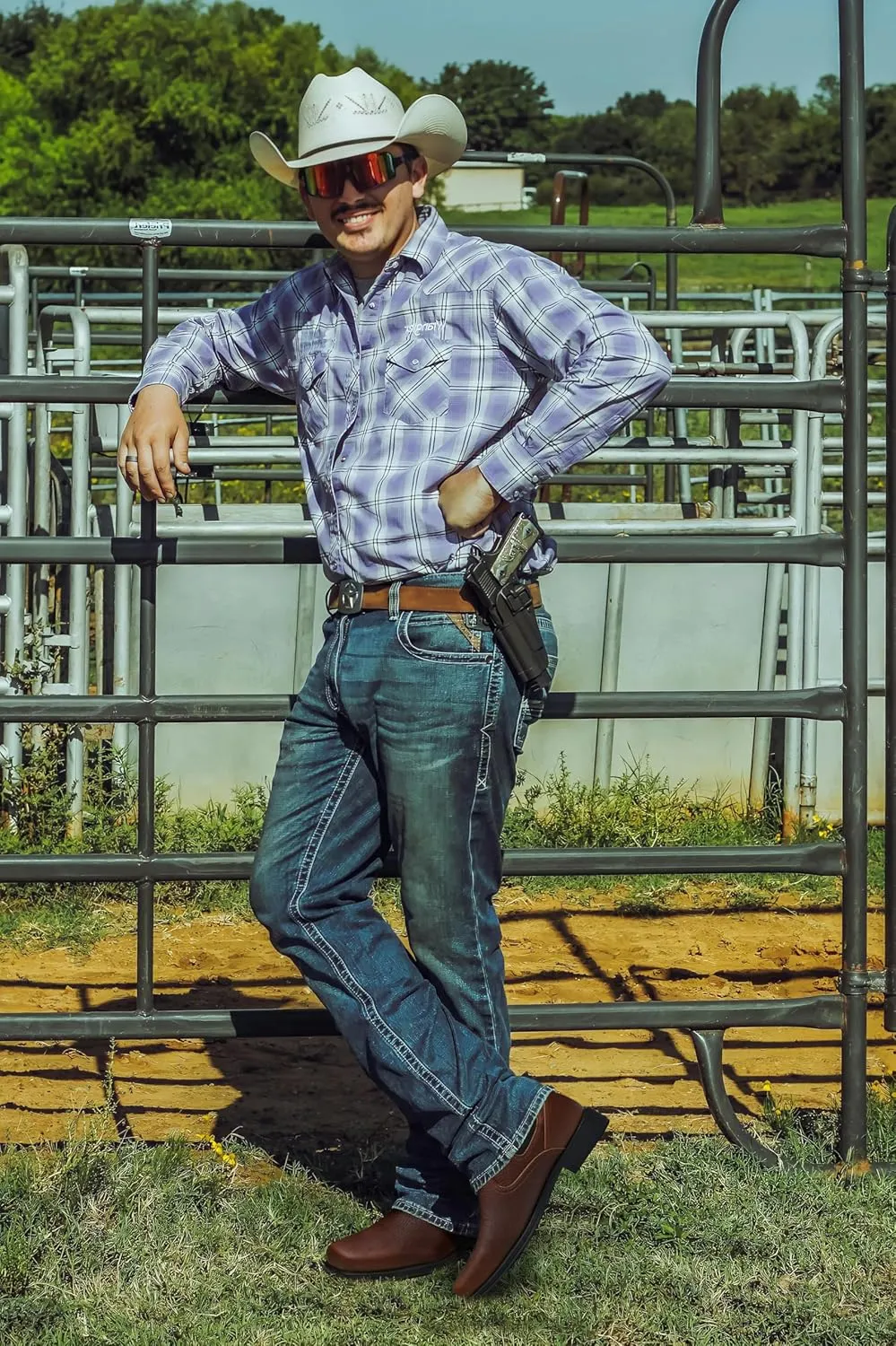 Men's Western Chelsea Cowboy Boots Square Toe, All-Weather Slip-On Work & Casual Boots for Ultimate Comfort & Durability