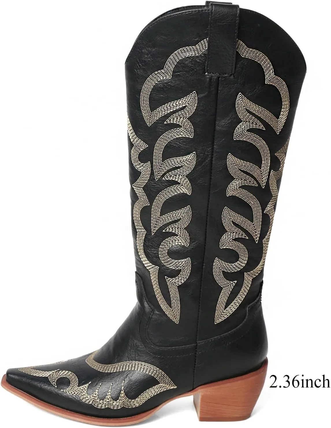 MEOTINA Cowgirl Boots Women Wide Calf Cowboy Booties Womens Square Toe Tall Western Boot Ladies Embroidered Wedding Shoes