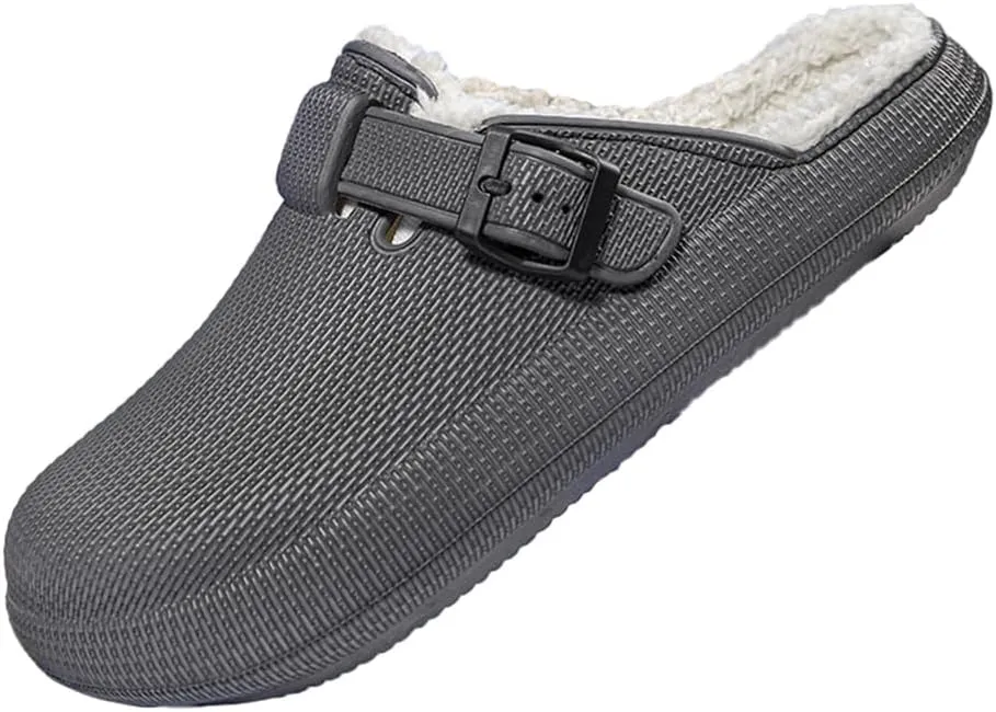 MGGMOKAY Unisex Winter Garden Shoes Fur Lined Clogs Warm House Slippers Indoor Outdoor Mules