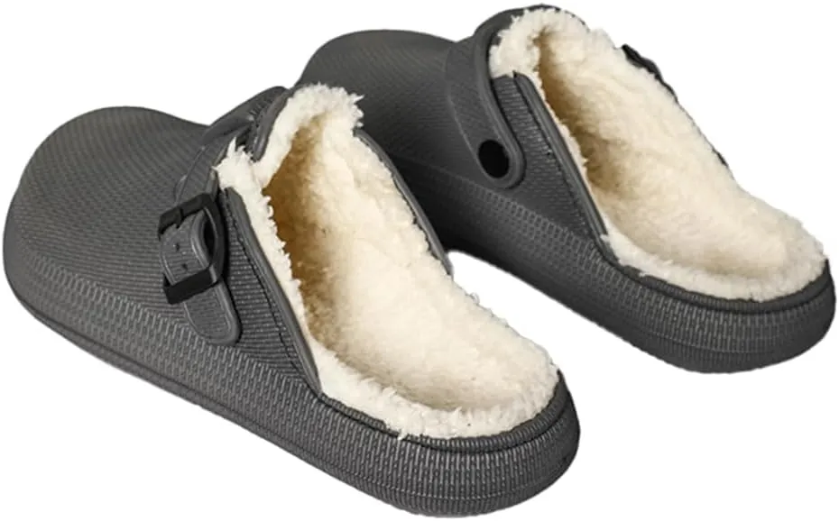 MGGMOKAY Unisex Winter Garden Shoes Fur Lined Clogs Warm House Slippers Indoor Outdoor Mules