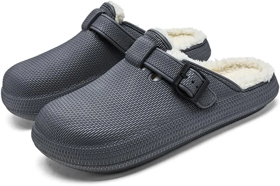 MGGMOKAY Unisex Winter Garden Shoes Fur Lined Clogs Warm House Slippers Indoor Outdoor Mules