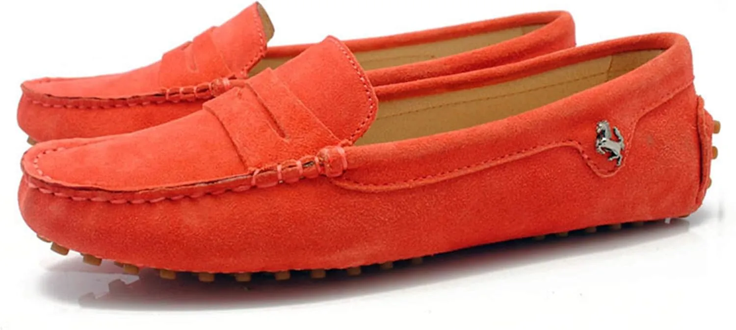 Minishion Women's Casual Loafers Suede Comfortable Driving Shoes YB9603