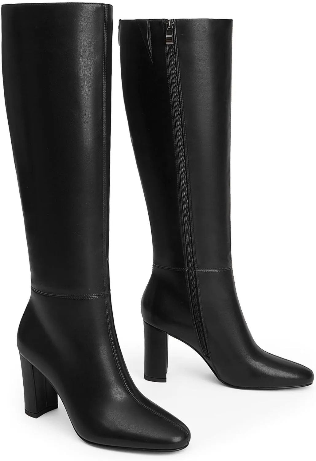 Modatope Knee High Boots for Women Chunky Heel Rounded Toe Womens Tall Boots