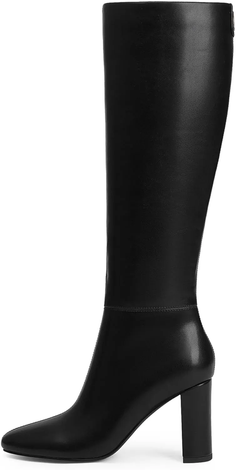 Modatope Knee High Boots for Women Chunky Heel Rounded Toe Womens Tall Boots