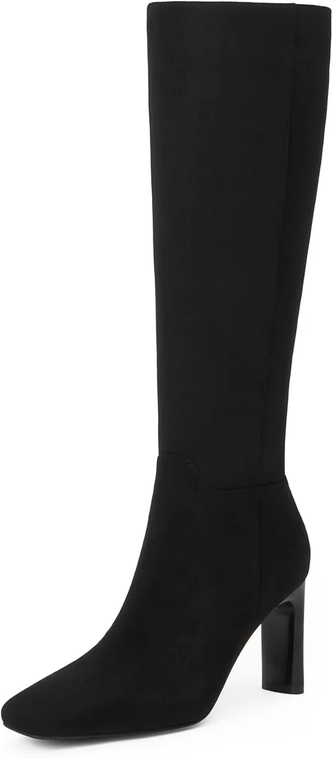 Modatope Knee High Boots for Women Square Toe Chunky Heel Long Tall Fall Boots for Women